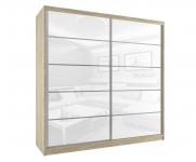 Velká šatní skříň RUBY 133 cm s posuvnými dveřmi DUB SONOMA/BÍLÁ